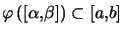 $ \varphi\left( \left[ \alpha ,\beta\right] \right) \subset\left[ a,b\right] $
