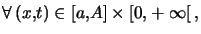 $ \forall\left( x,t\right) \in\left[ a,A\right] \times\left[ 0,+\infty\right[ ,$